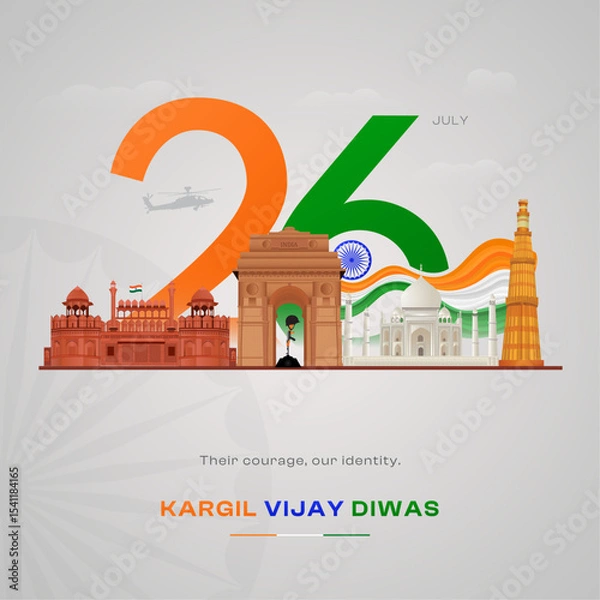 Fototapeta Kargil Vijay Diwas: India's landmarks honor soldier's courage and identity
