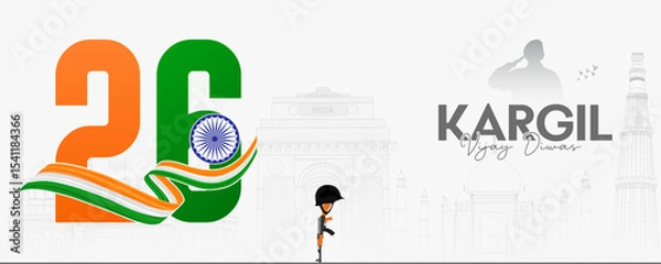 Fototapeta Kargil Vijay Diwas Banner: July 26, India's tribute to valor and sacrifice