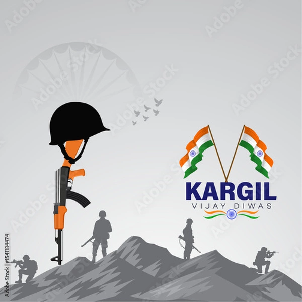 Fototapeta Kargil Vijay Diwas Story: Soldiers and memorial, honoring India's brave heroes