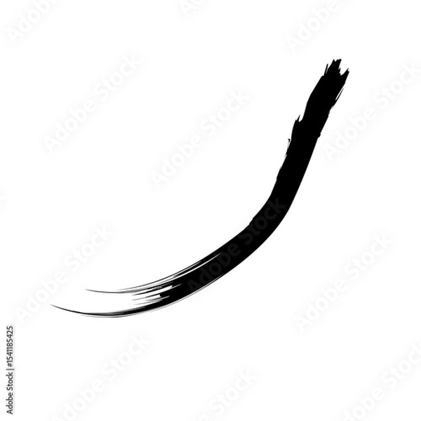 Fototapeta Curved Hair-Like Brush Stroke Vector. The organic form and varying line weight add expressive movement, making it ideal for use in calligraphy, abstract designs, and artistic compositions