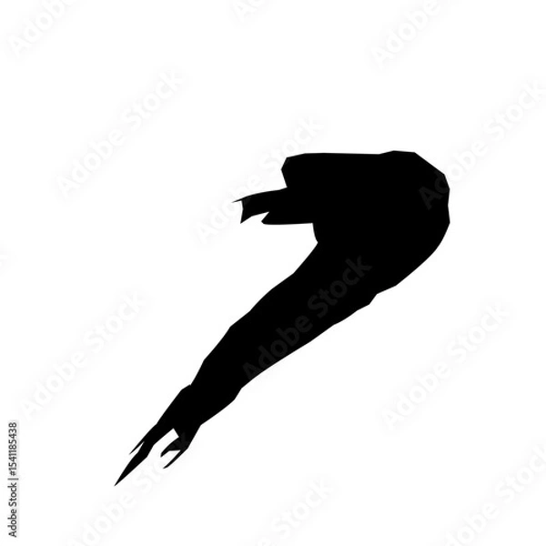 Fototapeta Stylized black silhouette of a dynamic brush stroke with detailed bristles and fluid shape, ideal for use in design elements, painting tool icons, creative illustrations, or art-themed compositions