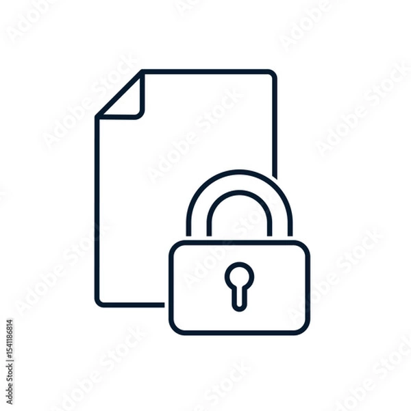 Fototapeta Concept document, confidentiality agreement. Vector linear icon isolated on white background.