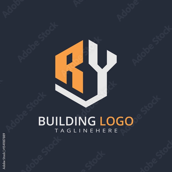 Fototapeta Modern Building Letter Logo Design – Real Estate Monogram Branding
