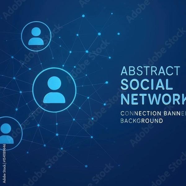 Fototapeta Abstract Representation of Social Network Connections with Human Icons and Data Elements