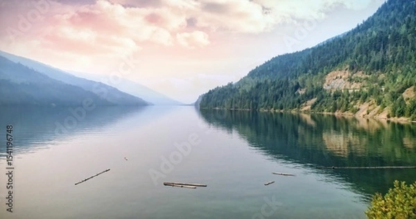 Obraz River by mountains against sky