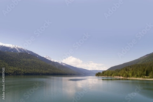 Obraz Mountain range and river against sky