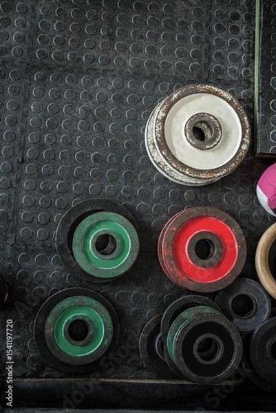 Obraz Weights on the studio floor