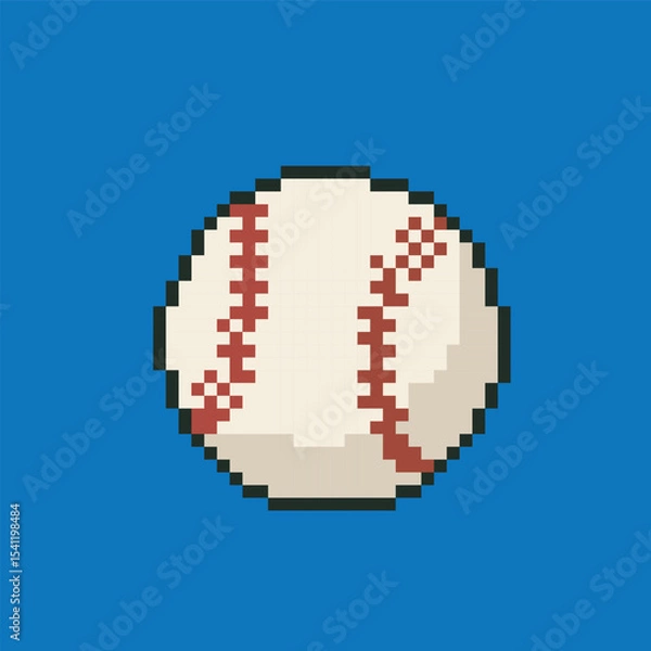 Obraz Baseball ball pixel art, vector illustration on isolated background