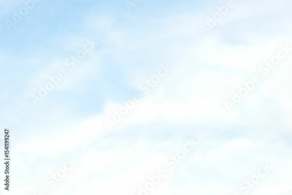 Fototapeta Flat design sky illustration is showing soft white clouds floating across pale blue background
