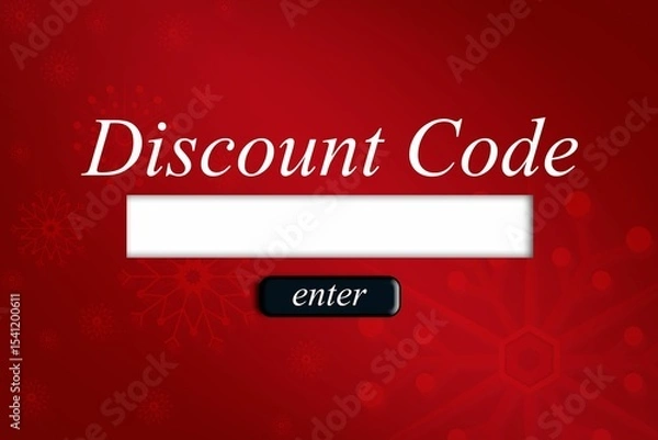 Fototapeta flat design showing discount code input and enter button on red snowflake motif gradient background