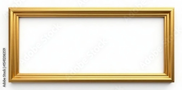 Obraz Elegant gold rectangle frame isolated on white , metallic frame, mockup, simple frame