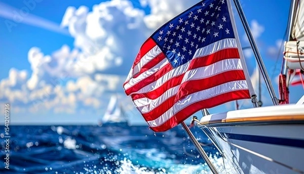 Obraz American Flag on Boat
