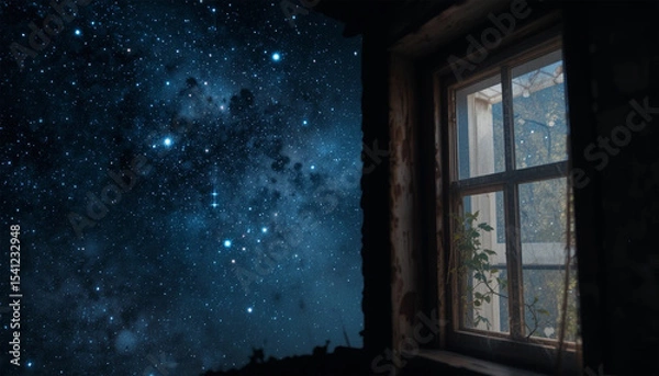 Obraz night blue sky background and star