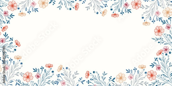 Obraz minimal abstract floral background with botanical leaves.design for wedding invitation scrapbook and poster wall

