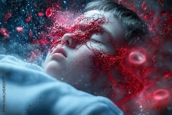 Obraz  selective focus, visualization of cardiovascular issue in child