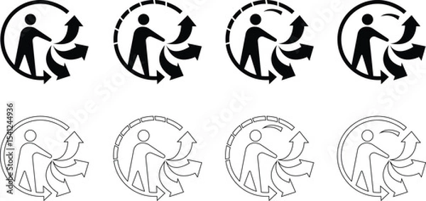 Fototapeta triman recycling icon set, Recycling Active Lifestyle Vector Pattern template designs elements, for Business and Finance buttons, Climate Change, Seasonal Christmas Holiday Graphic, Books and Reading