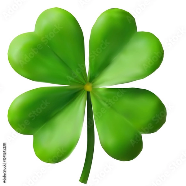 Fototapeta Vector four leaf clover made in Mesh technique, symbol of luck and happiness.