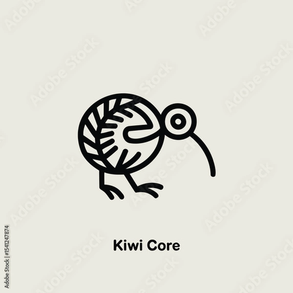 Fototapeta Stylized kiwi bird illustration with distinct features. Represents New Zealand wildlife, conservation symbol, and unique avian species