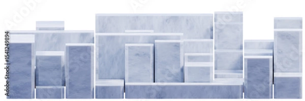 Fototapeta 3D render design, Ice Snow Square rectangle box, block and cube background, PNG file, 3D rendering illustration