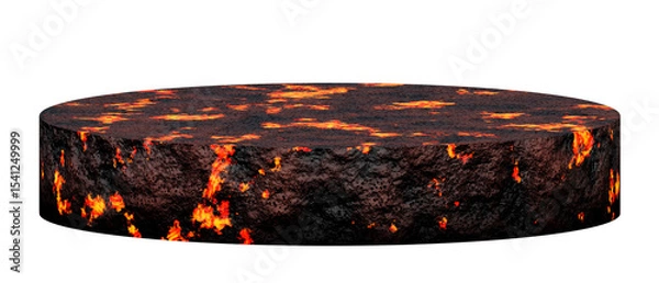 Obraz 3d rendering Lava and magma cylinder podium round geometric form stand for create and design with isolated on transparent background