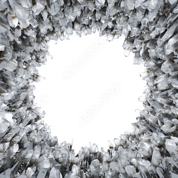 Obraz Frame of white Crystal cave with isolated on transparent background - PNG file, 3D rendering illustration, Clip art, cut out and element