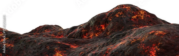 Obraz Volcano in the world, Lava and magma mountain rock with isolated on transparent background - PNG file, 3D rendering illustration, Clip art, cut out and element