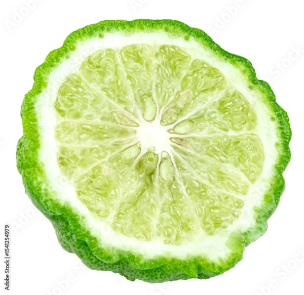 Obraz fresh bergamot fruit half isolated on white background