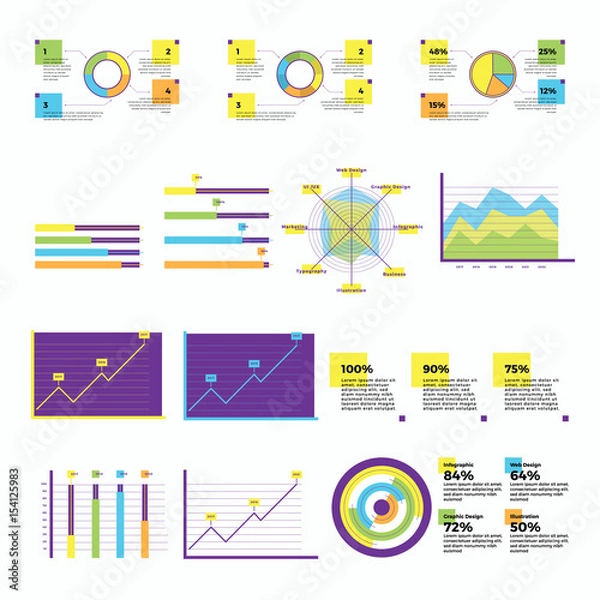Fototapeta Set of Clean Modern Info graphic Elements