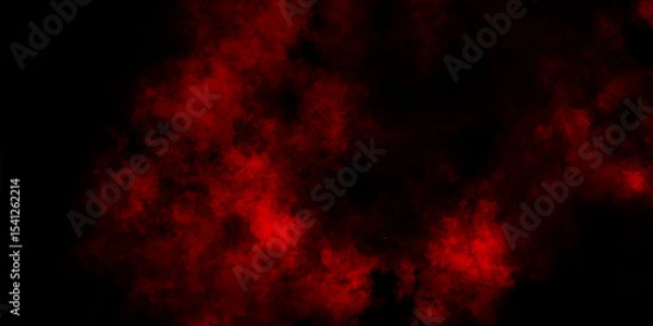 Fototapeta Toned night sky with fluffy soft clouds, Smoke from fireless candle on dark wall background, Red clouds in the black sky. surreal background with copy space for  design.