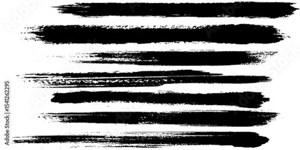 Fototapeta Black ink vector stains and strokes. Vector set of grunge brush strokes.