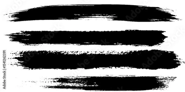 Fototapeta Black ink vector stains and strokes. Vector set of grunge brush strokes.