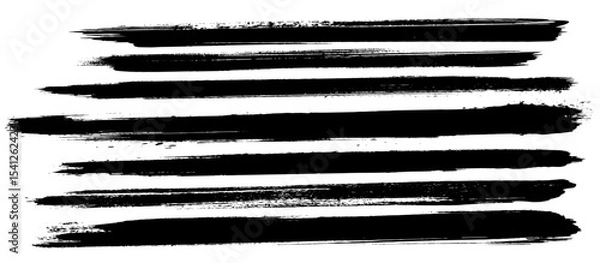 Fototapeta Black ink vector stains and strokes. Vector set of grunge brush strokes.