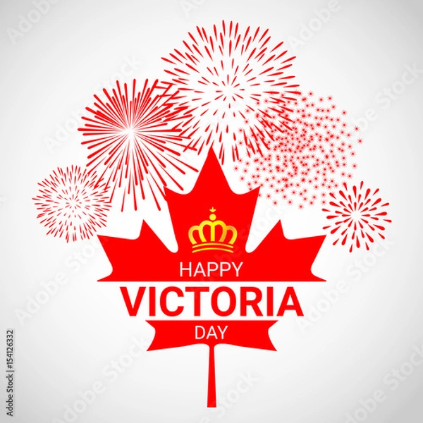 Obraz  Canada maple Leaf  with fireworks for Victoria day