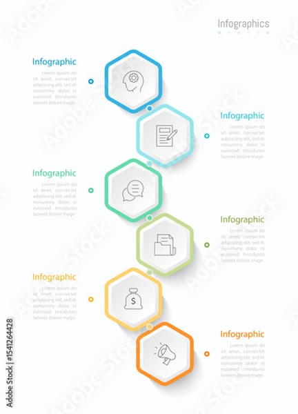 Fototapeta Infographic 6 options design elements for your business data. Vector Illustration.