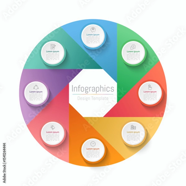 Fototapeta Infographic 8 options design elements for your business data. Vector Illustration.