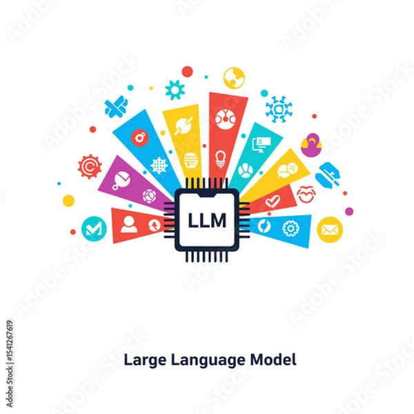 Fototapeta Conceptual vector illustrations of large-scale language models (LLM).