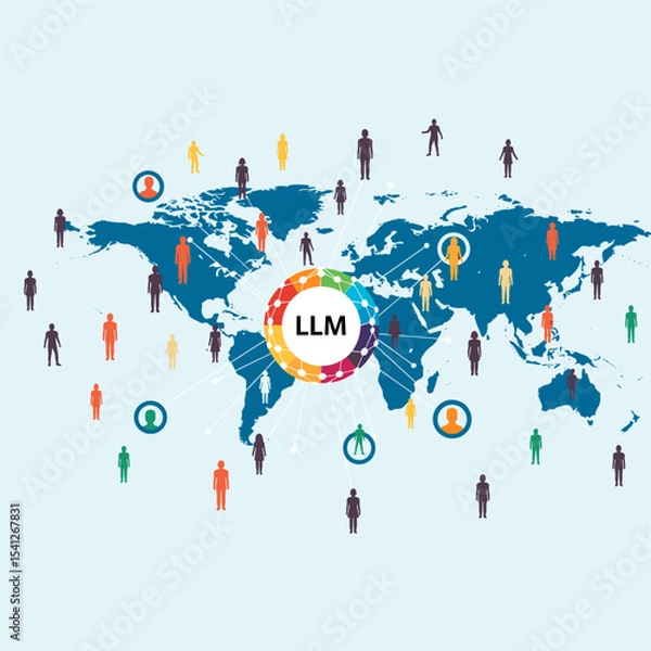 Fototapeta Conceptual vector illustrations of large-scale language models (LLM).