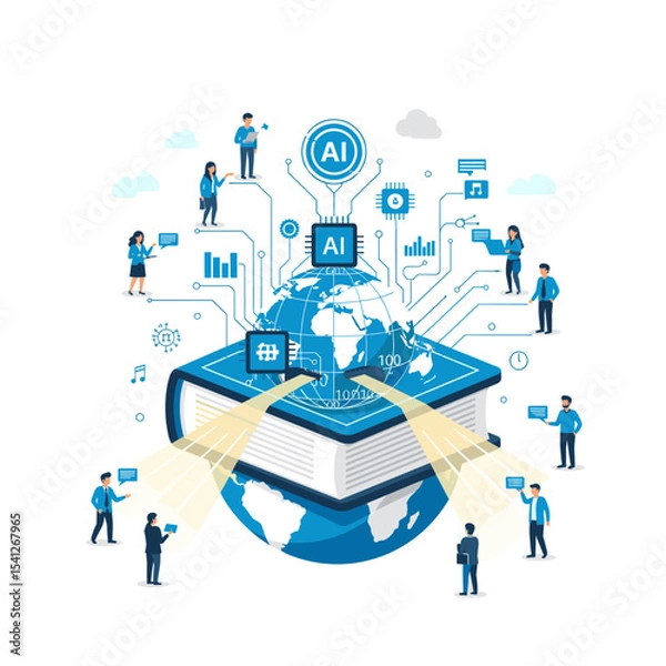 Obraz Conceptual vector illustrations of large-scale language models (LLM).