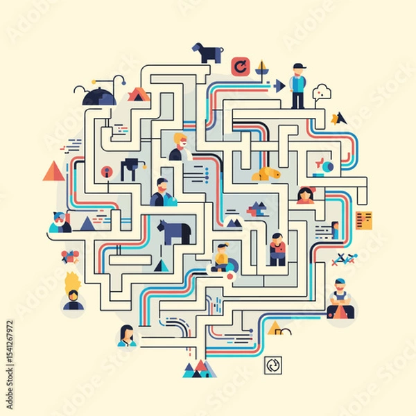 Obraz Conceptual vector illustrations of large-scale language models (LLM).