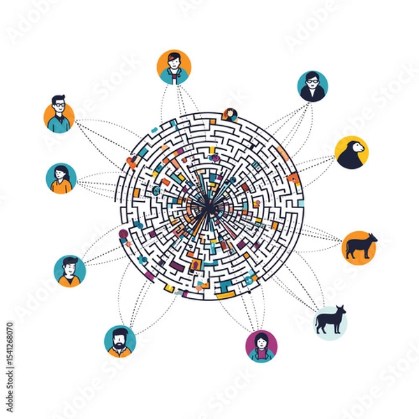 Fototapeta Conceptual vector illustrations of large-scale language models (LLM).
