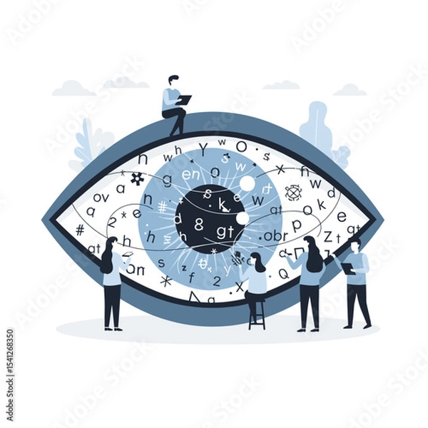 Obraz Conceptual vector illustrations of large-scale language models (LLM).