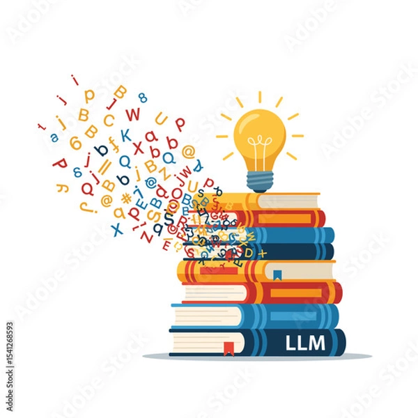 Obraz Conceptual vector illustrations of large-scale language models (LLM).