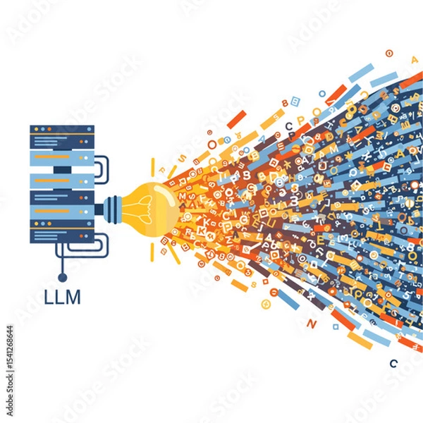 Obraz Conceptual vector illustrations of large-scale language models (LLM).
