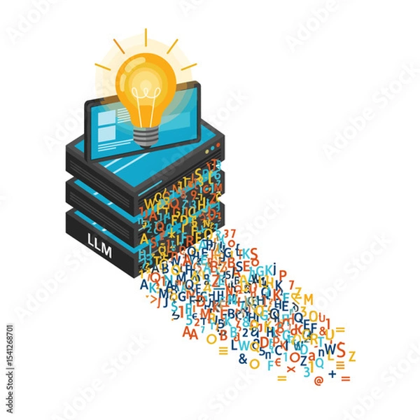 Fototapeta Conceptual vector illustrations of large-scale language models (LLM).
