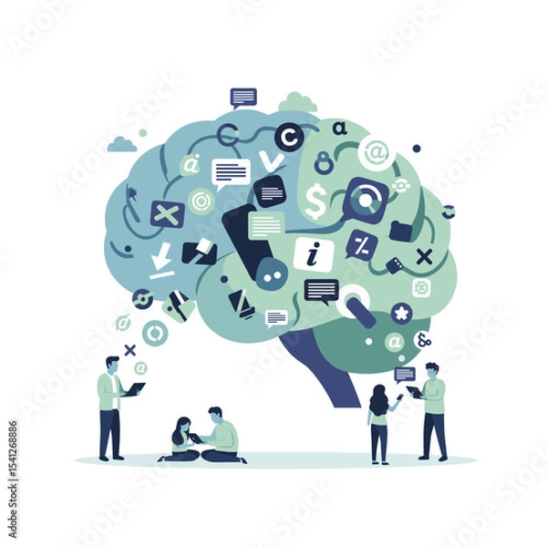 Fototapeta Conceptual vector illustrations of large-scale language models (LLM).