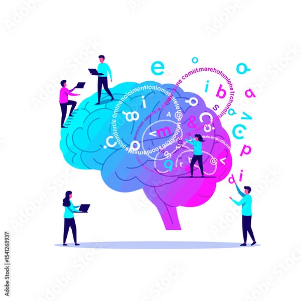 Obraz Conceptual vector illustrations of large-scale language models (LLM).