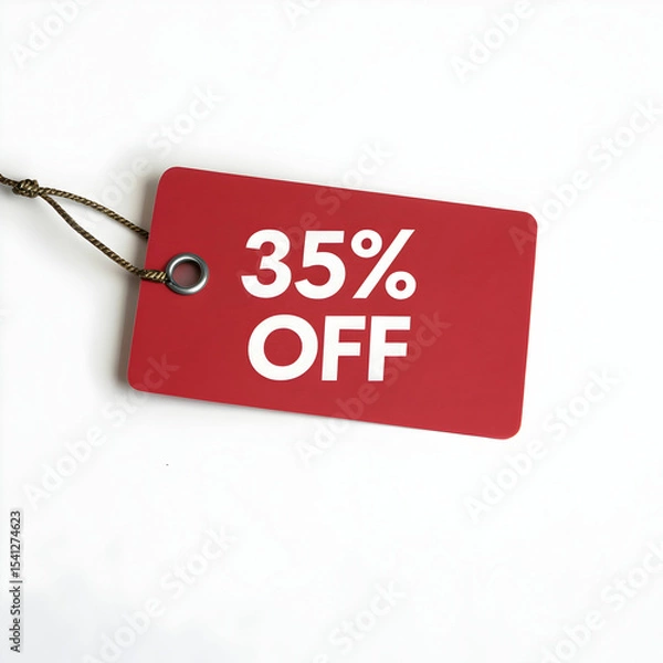 Obraz red price tag with sale tag