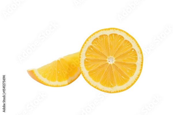 Obraz Fresh orange cut and orange slice on transparent background