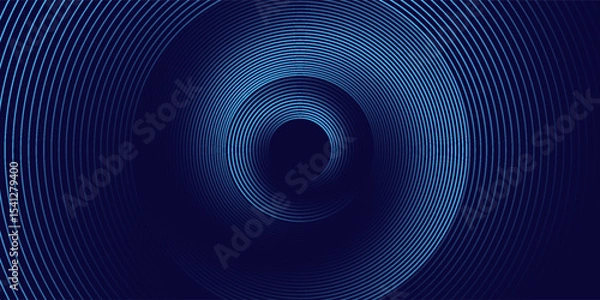Fototapeta Abstract blue glowing geometric lines on dark blue background. Modern shiny blue circle lines pattern. Suit for cover, poster, banner, brochure, header, website