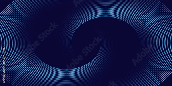 Fototapeta Abstract blue glowing geometric lines on dark blue background. Modern shiny blue circle lines pattern. Suit for cover, poster, banner, brochure, header, website